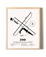 New Bedford Regional Airport framed wall art in white frame