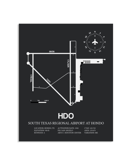 Gray Framed South Texas Regional Airport At Hondo layout wall art poster