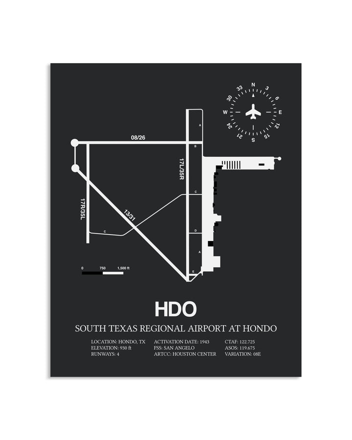 Gray Framed South Texas Regional Airport At Hondo layout wall art poster