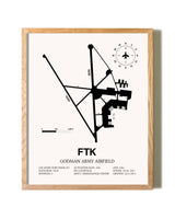 Godman Army Airfield framed print in natural wood frame