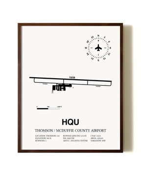 Thomson / McDuffie County Airport aviation print in walnut frame