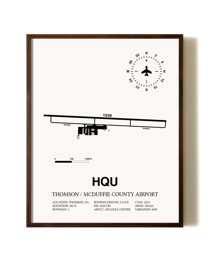Thomson / McDuffie County Airport aviation print in walnut frame