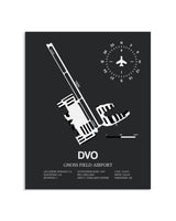 Gray Framed Gnoss Field Airport layout wall art poster