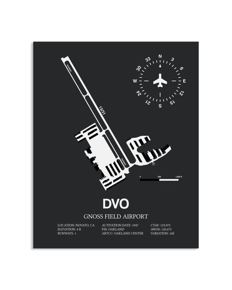 Gray Framed Gnoss Field Airport layout wall art poster