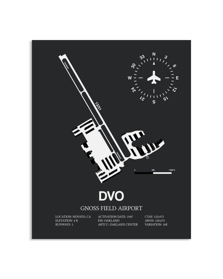 Gray Framed Gnoss Field Airport layout wall art poster