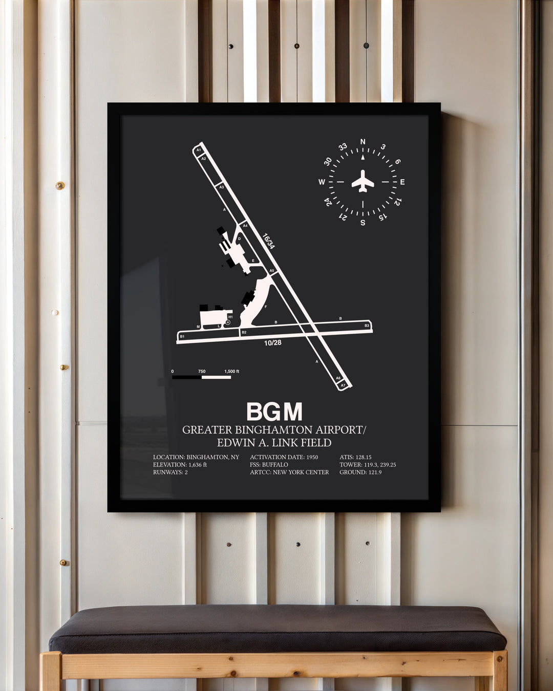 Frame color options for Greater Binghamton Airport / Edwin A. Link Field Wall Art