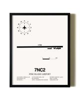 Framed Pine Island Airport wall art poster in black frame