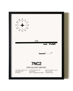 Framed Pine Island Airport wall art poster in black frame