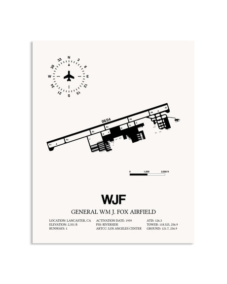 Gray General William J. Fox Airfield framed poster displayed in an airplane hangar