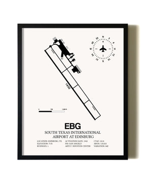 Framed South Texas International Airport At Edinburg wall art poster in black frame