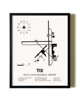 Framed Space Coast Regional Airport wall art poster in black frame