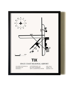 Framed Space Coast Regional Airport wall art poster in black frame