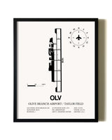 Framed Olive Branch Airport / Taylor Field wall art poster in black frame