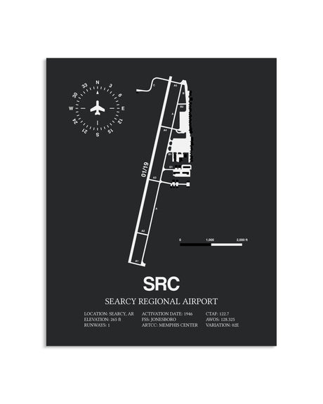 Gray Framed Searcy Regional Airport layout wall art poster