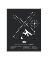 Gray Framed Saratoga County Airport layout wall art poster