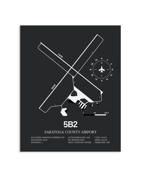 Gray Framed Saratoga County Airport layout wall art poster