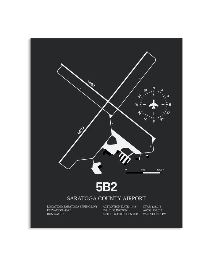 Gray Framed Saratoga County Airport layout wall art poster