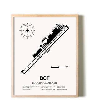 Boca Raton Airport framed wall art in white frame