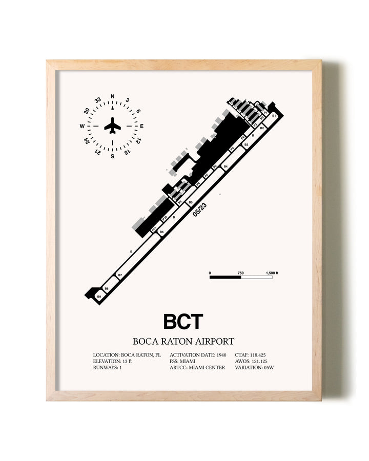 Boca Raton Airport framed wall art in white frame