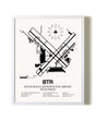 Baton Rouge Metropolitan Airport (Ryan Field) airport map poster in oak frame