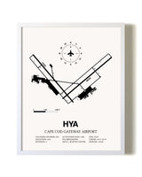 Cape Cod Gateway Airport airport map poster in oak frame