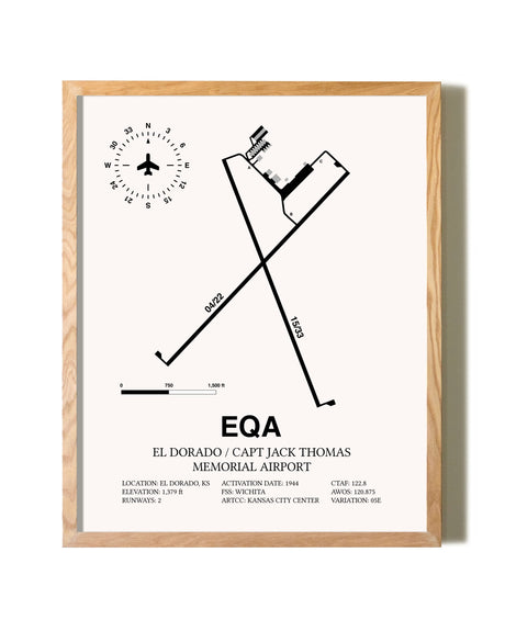El Dorado / Captain Jack Thomas Memorial Airport framed print in natural wood frame