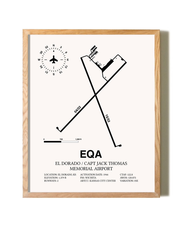 El Dorado / Captain Jack Thomas Memorial Airport framed print in natural wood frame