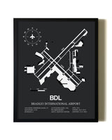 Unframed Bradley International Airport map print poster