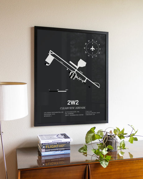 Gray Framed Clearview Airpark wall art poster in black frame