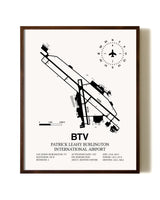 Patrick Leahy Burlington International Airport aviation print in walnut frame
