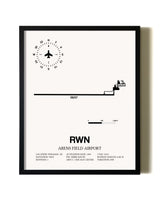 Framed Arens Field Airport wall art poster in black frame