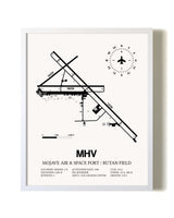 Mojave Air & Space Port / Rutan Field airport map poster in oak frame