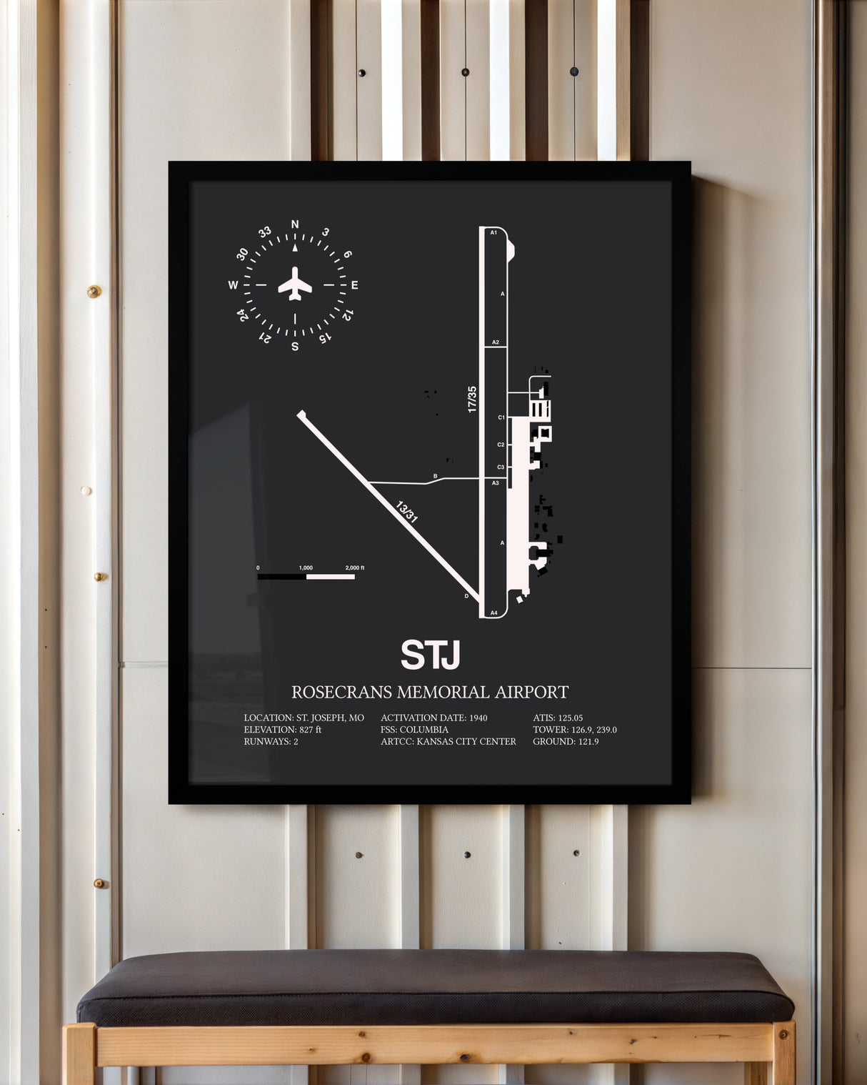 Frame color options for Rosecrans Memorial Airport Wall Art