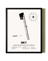 Framed Marco Island Executive Airport wall art poster in black frame