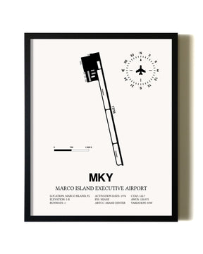 Framed Marco Island Executive Airport wall art poster in black frame