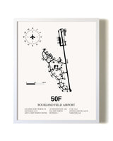 Bourland Field Airport airport map poster in oak frame
