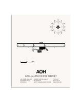 Gray Lima Allen County Airport framed poster displayed in an airplane hangar