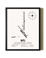 Framed Montrose Regional Airport wall art poster in black frame