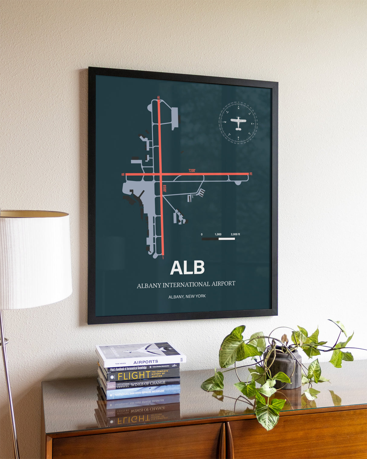 Framed Albany International Airport layout wall art poster