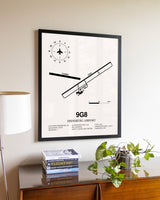 Ebensburg Airport aviation wall décor in black wood frame