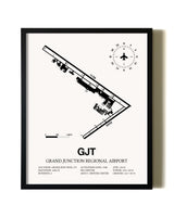 Framed Grand Junction Regional Airport wall art poster in black frame