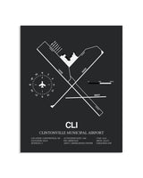 Gray Framed Clintonville Municipal Airport layout wall art poster