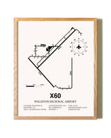 Williston Regional Airport framed print in natural wood frame