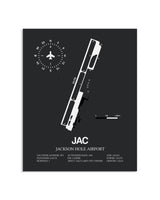 Gray Framed Jackson Hole Airport layout wall art poster