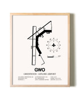 Greenwood-Leflore Airport framed wall art in white frame