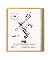 Northeast Philadelphia Airport framed print in natural wood frame