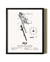 Framed Meadow Lake Airport wall art poster in black frame
