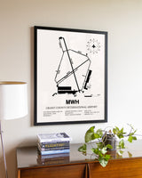 Grant County International Airport aviation wall décor in black wood frame