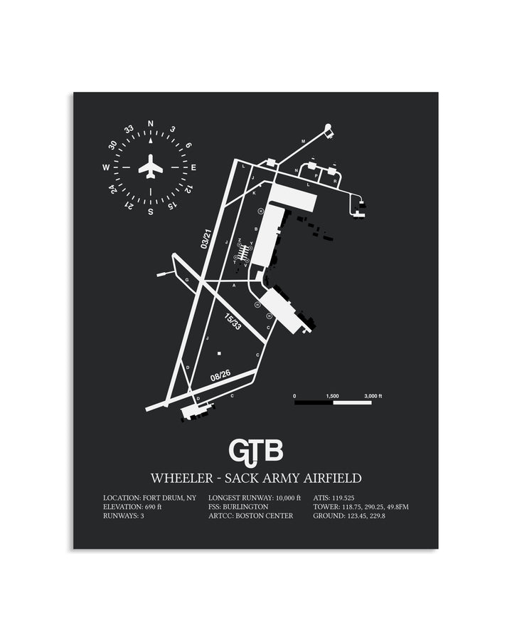 Gray Framed Wheeler-Sack Army Airfield layout wall art poster
