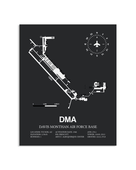 Gray Framed Davis Monthan Air Force Base layout wall art poster